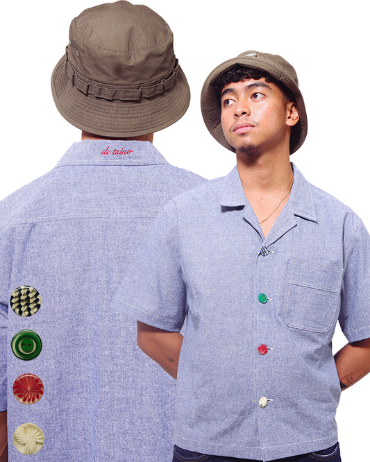 F. Washed-Chambray Camp Collar Shirt